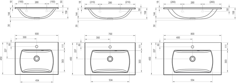 Lavabo Classic Slim 600/700/800