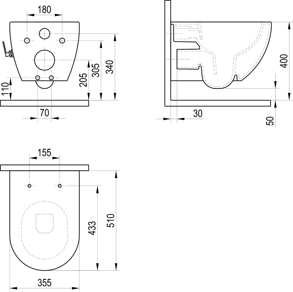 WC avec bidet Uni Chrome RimOff